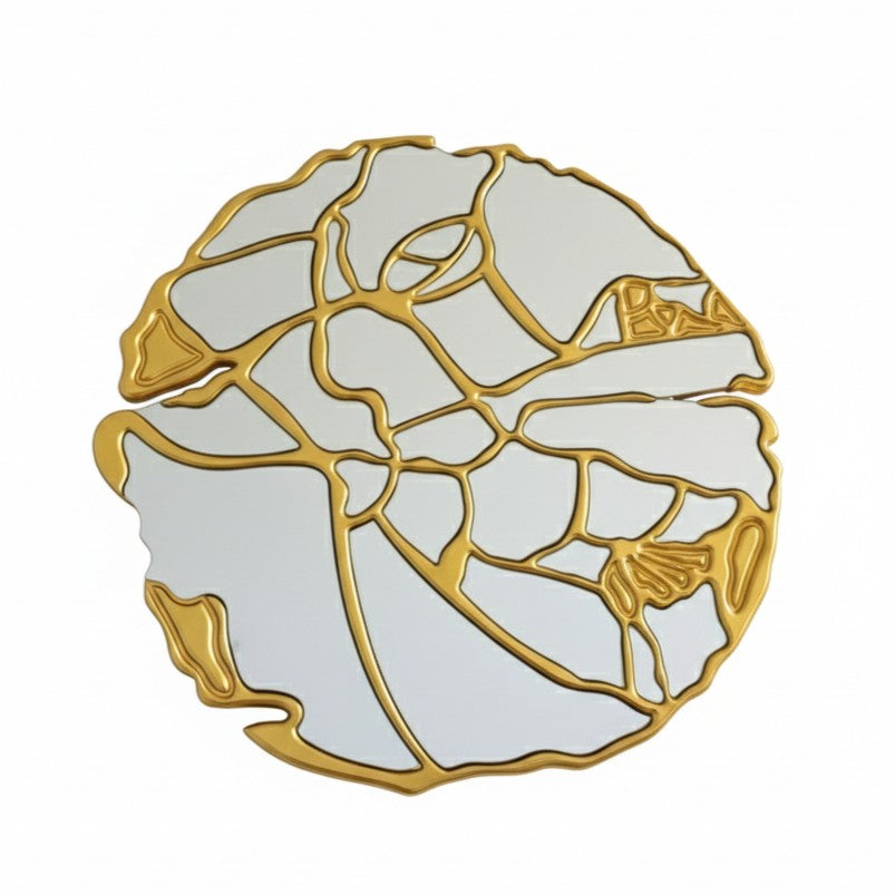 Miroir Éclat Doré 60 cm – Cadre en bois doré, design géométrique moderne