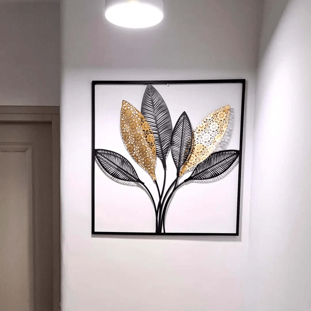 Feuilles en Métal Noir et Doré - OrnaMura