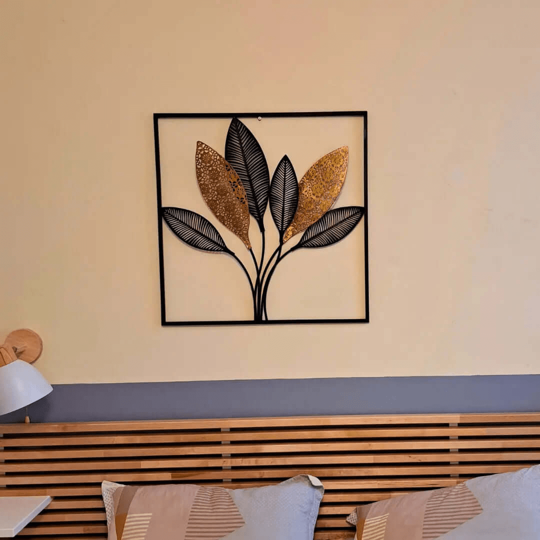 Feuilles en Métal Noir et Doré - OrnaMura