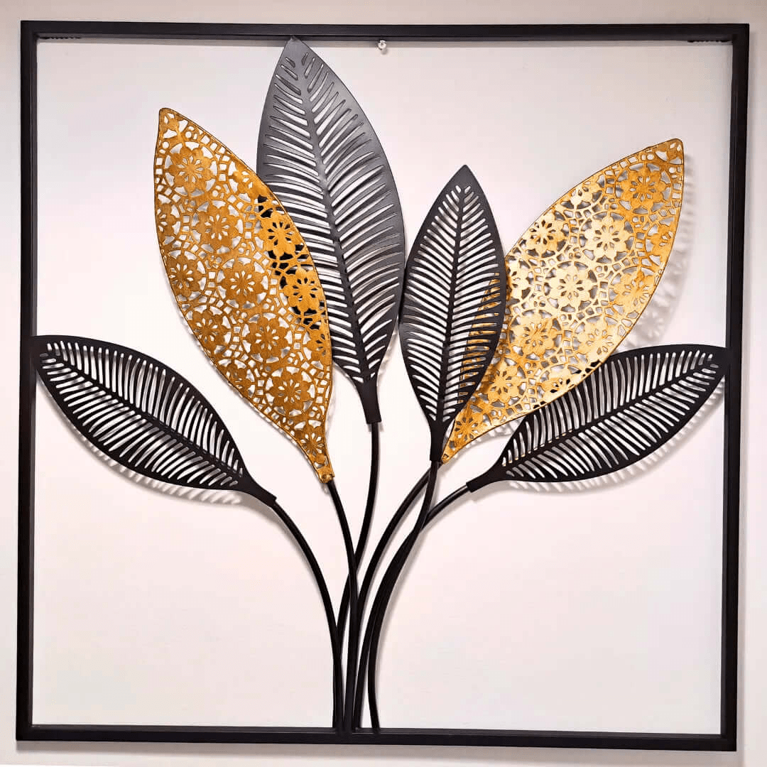 Feuilles en Métal Noir et Doré - OrnaMura