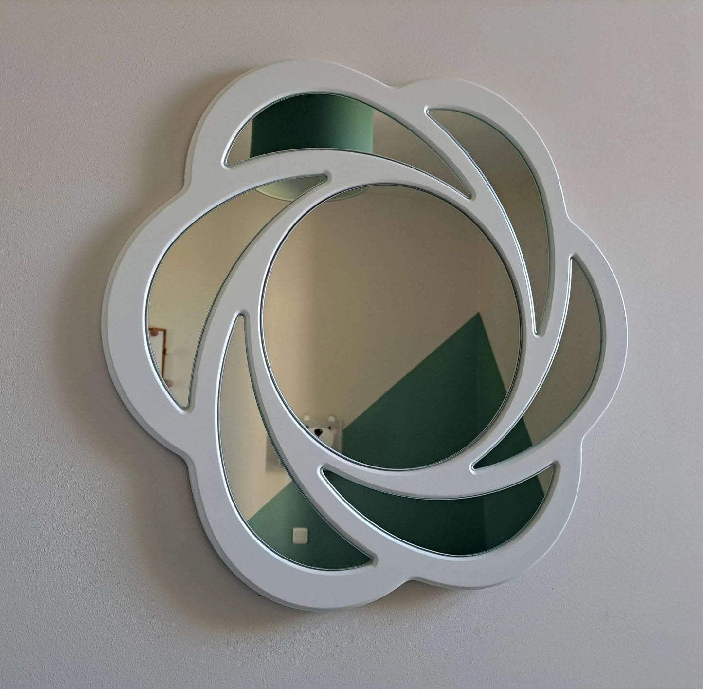 Miroir Fleur de Cristal 60 cm Cadre en bois blanc - OrnaMura