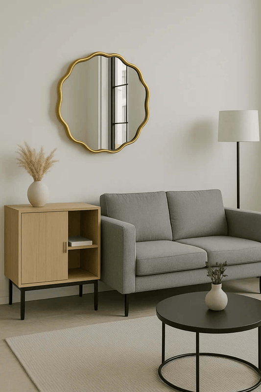 Miroir Vague d'or 60 cm en métal doré, forme ondulée élégante - OrnaMura
