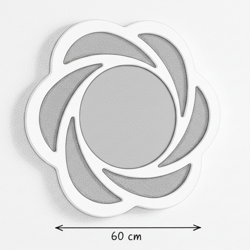 Miroir Fleur de Cristal 60 cm Cadre en bois blanc