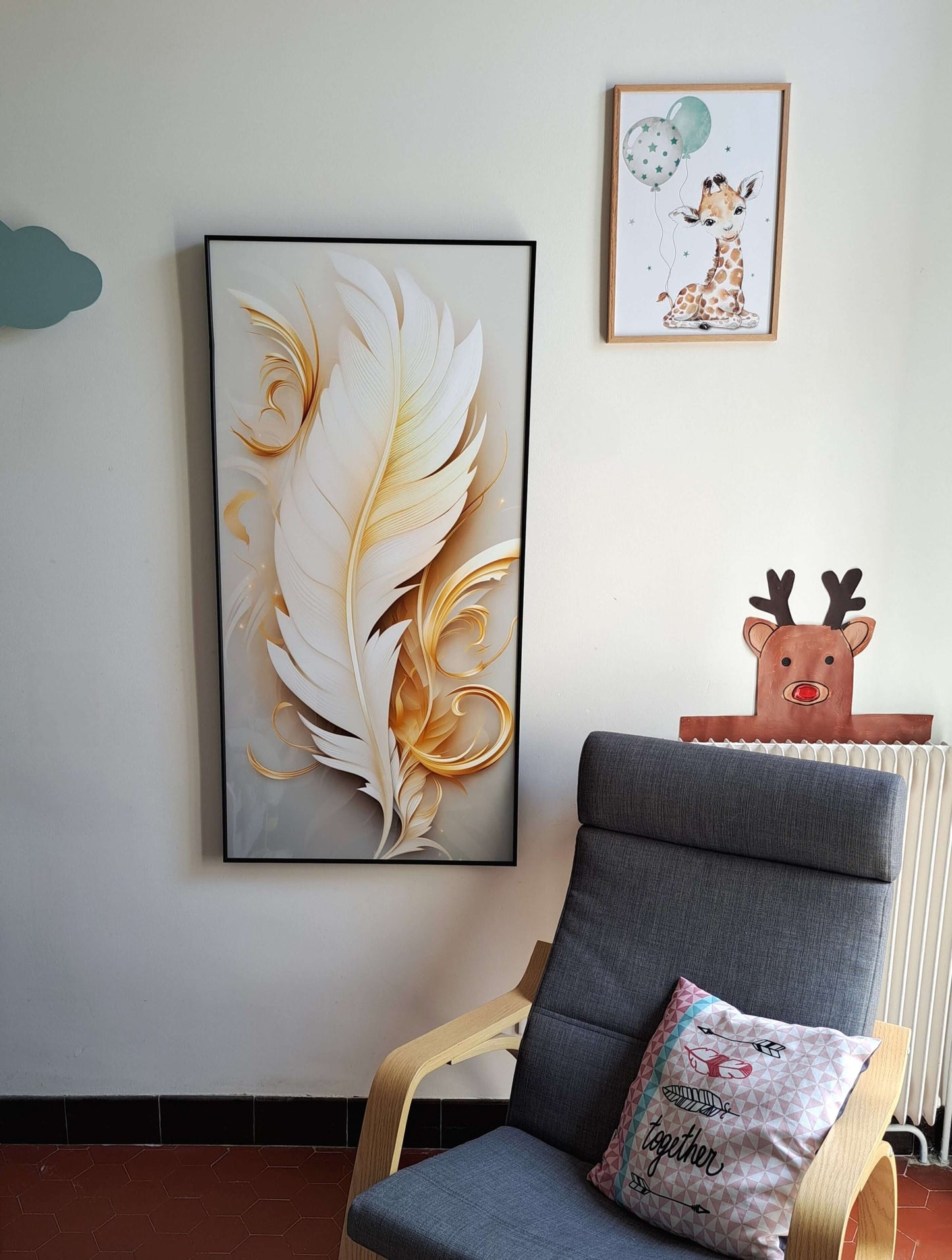 Tableau Légèreté Dorée – Décoration Murale Verre effet Cristal 60x120 cm - OrnaMura