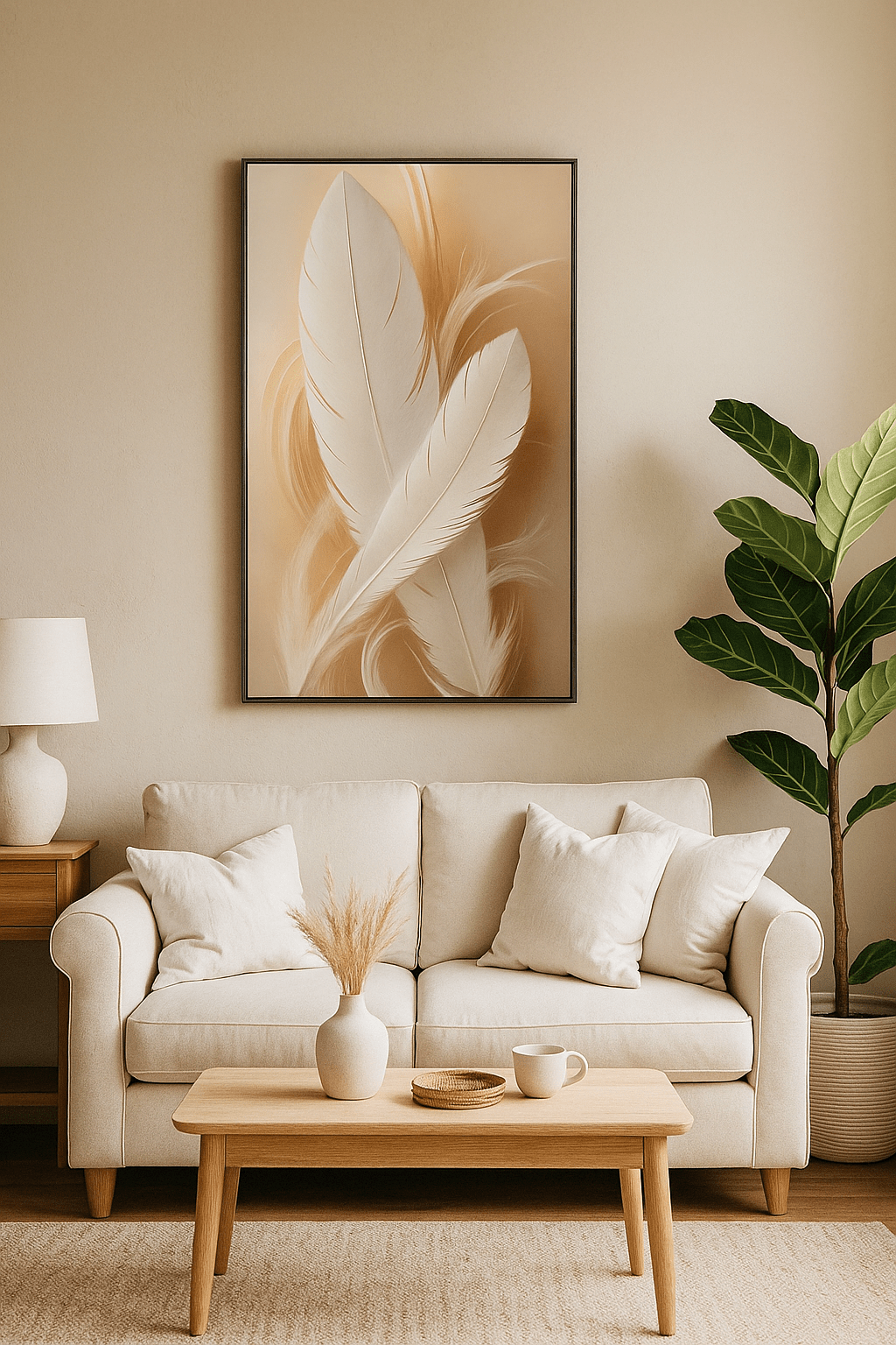 Tableau Plumes Élégance Aérienne – Décoration Murale Verre effet Cristal 60x120 cm - OrnaMura