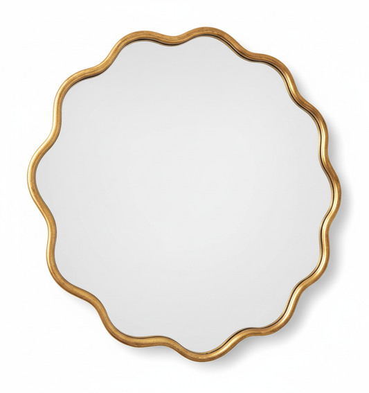 Miroir Vague d'or 60 cm en métal doré, forme ondulée élégante