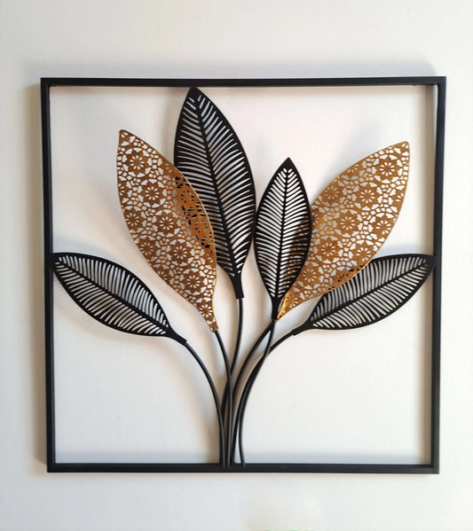 Feuilles en Métal Noir et Doré - OrnaMura