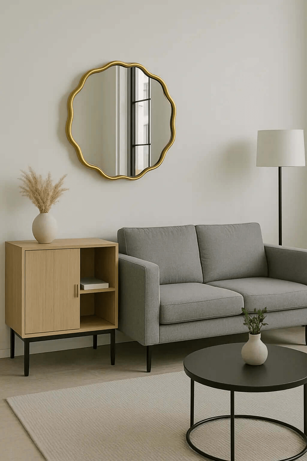 Miroir Vague d'or 60 cm en métal doré, forme ondulée élégante - OrnaMura