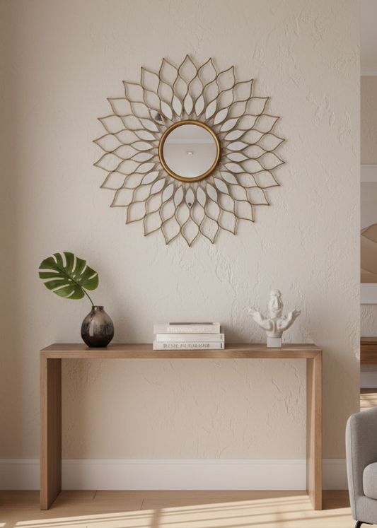 Miroir Soleil Éclatant Doré 60 cm – Déco Murale Art‑Déco & Bohème en métal doré
