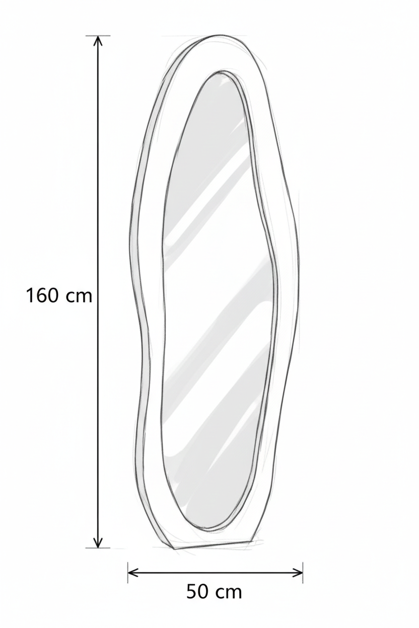 Miroir Reflet de Sérénité 160x50 cm bois et flanelle - plain-pied