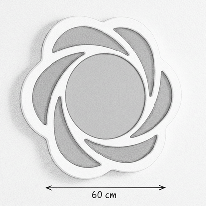 Miroir Fleur de Cristal 60 cm Cadre en bois blanc