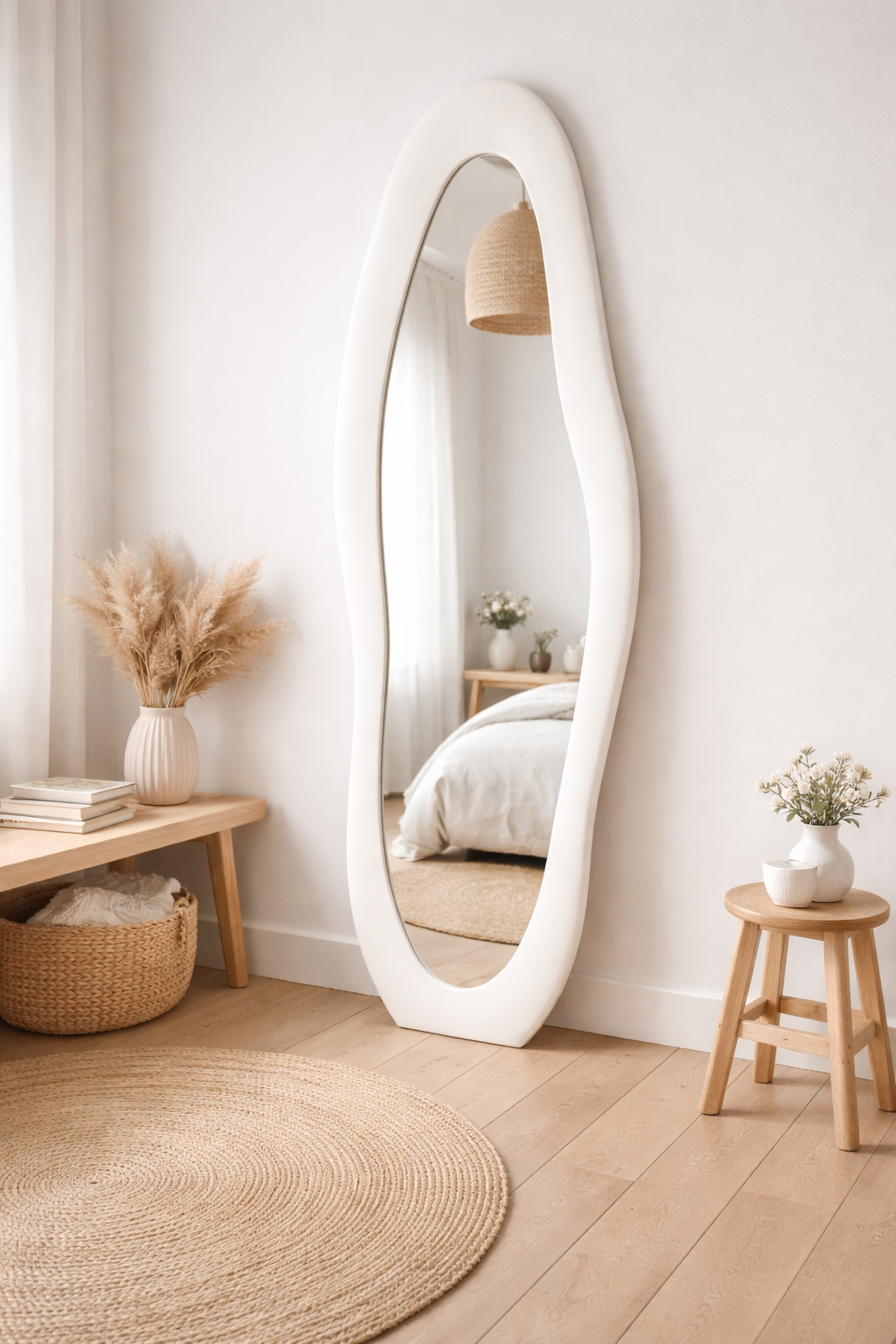 Miroir Reflet de Sérénité 160x50 cm bois et flanelle - plain-pied