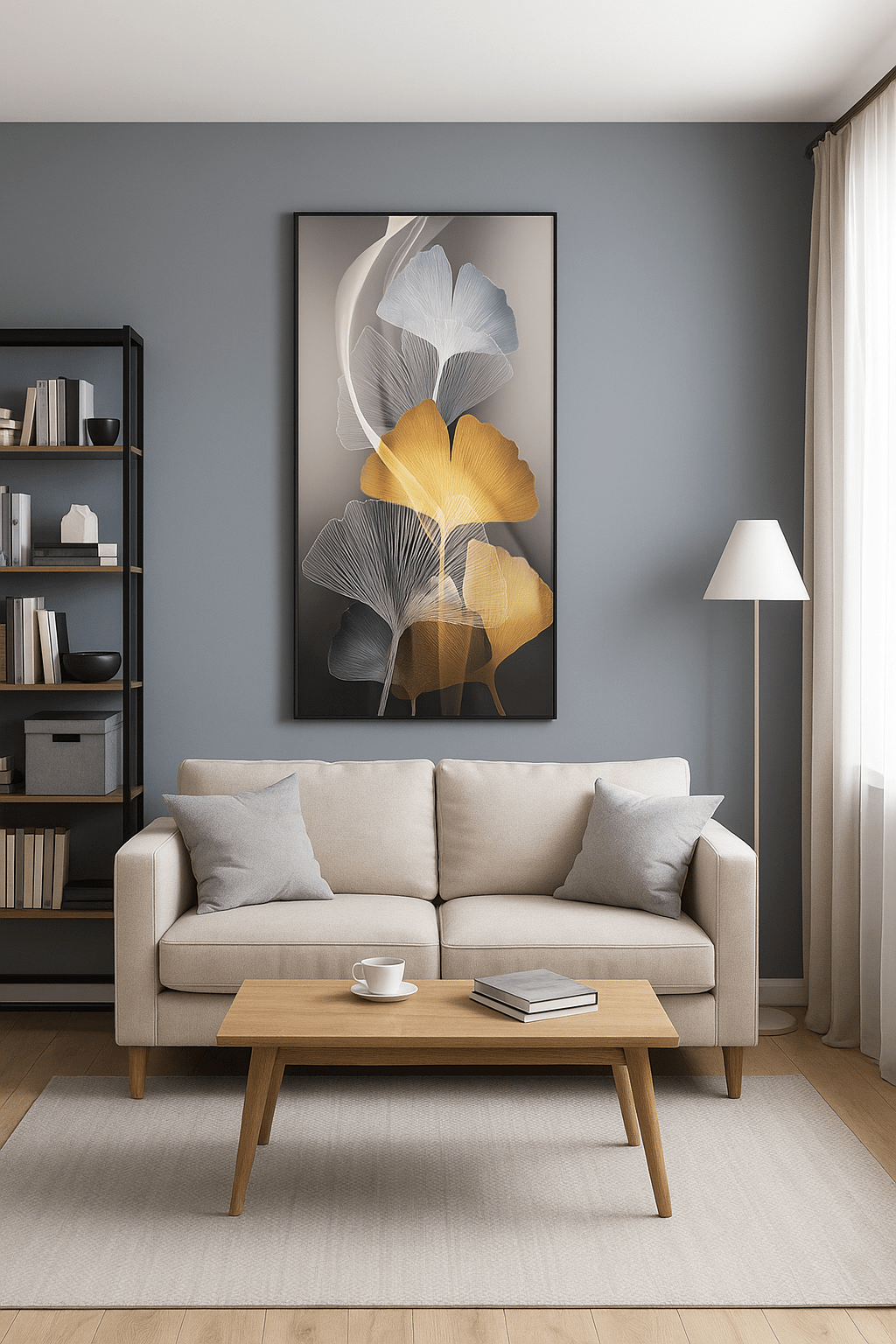 Tableau Élégance de Ginkgo – Décoration Murale Verre effet Cristal 60x120 cm - OrnaMura