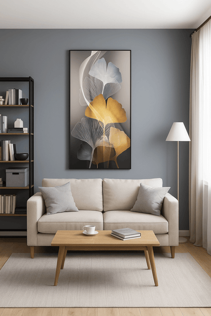 Tableau Élégance de Ginkgo – Décoration Murale Verre effet Cristal 60x120 cm - OrnaMura