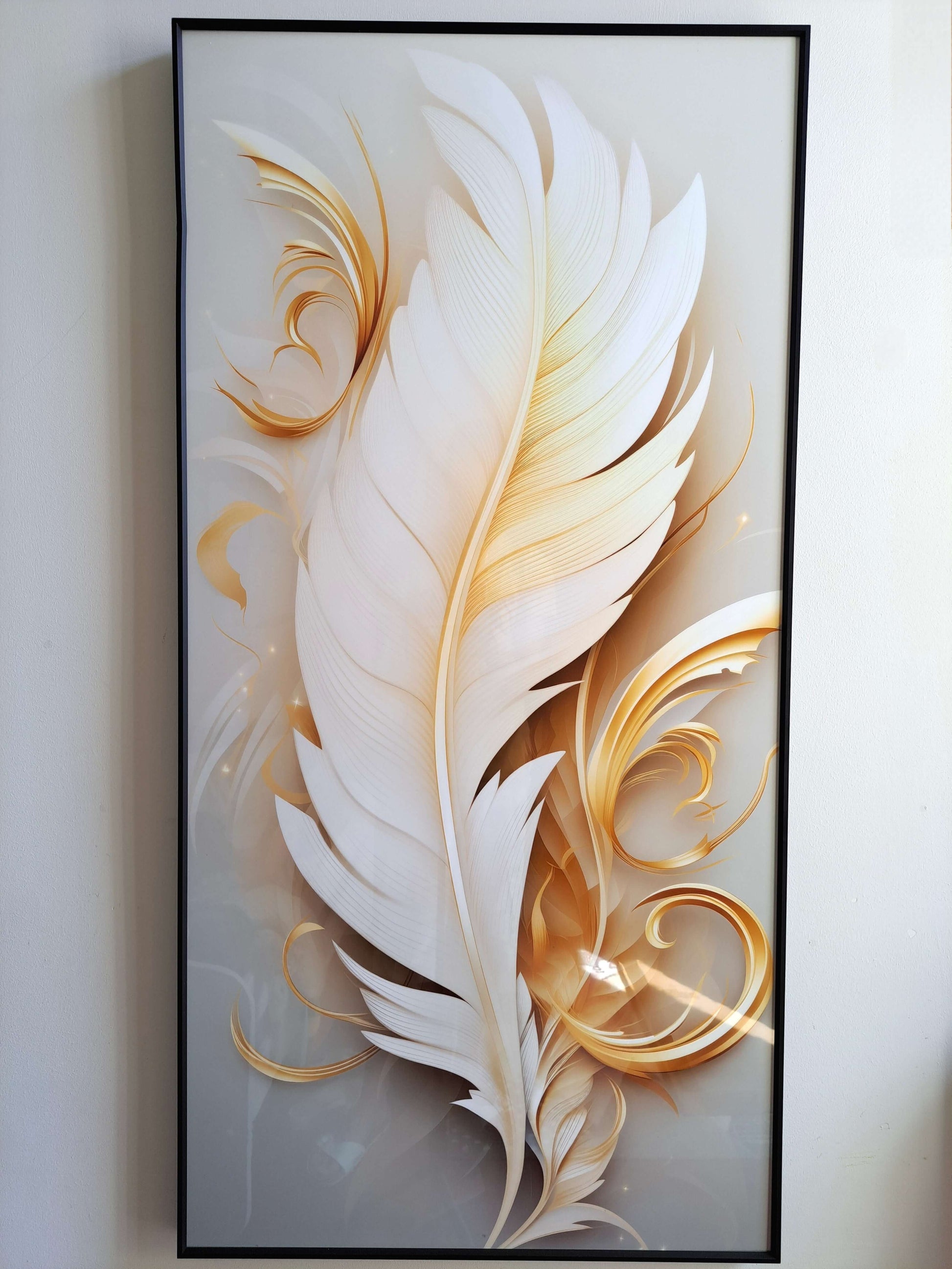 Tableau Légèreté Dorée – Décoration Murale Verre effet Cristal 60x120 cm - OrnaMura