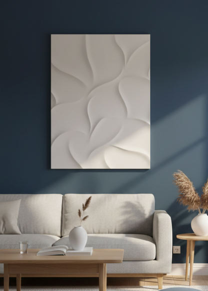 Tableau décoratif Bois Nature Sculptée 90x120 cm bois massif blanc